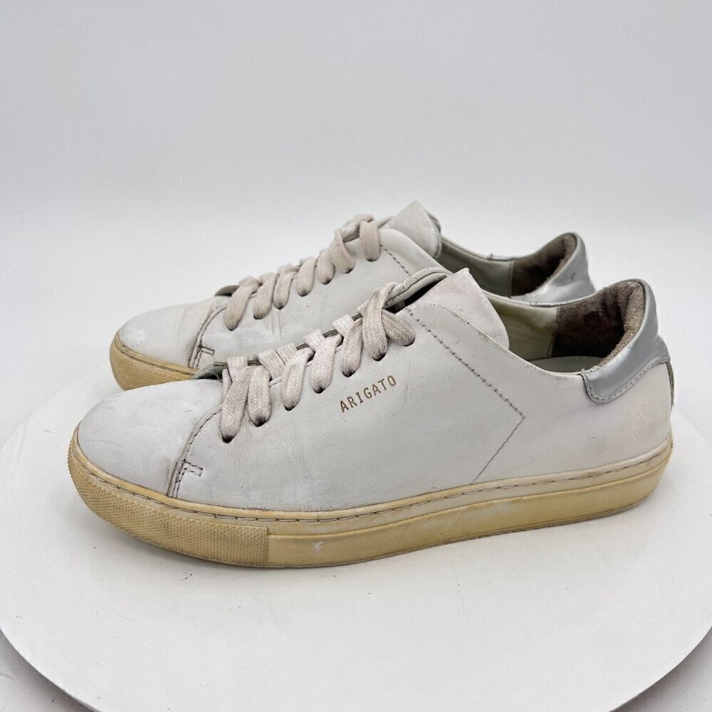 Axel Arigato Clean 90 Women Size 6 White Grey Leather Low Top Casual Shoes